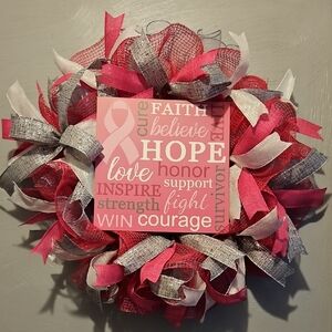 Pink and Gray Holiday Wreath